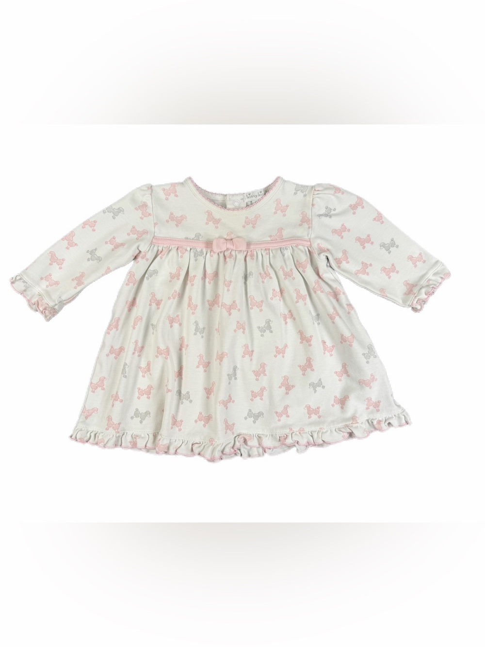 KISSY KISSY Poodle Print Pima Cotton Long Sleeve Dress- 6-9M